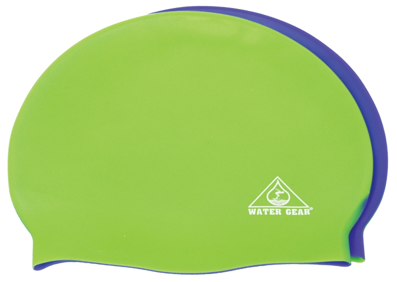 Water Gear Jazz Silicone Swim Cap Purple/White Candy Stripe 